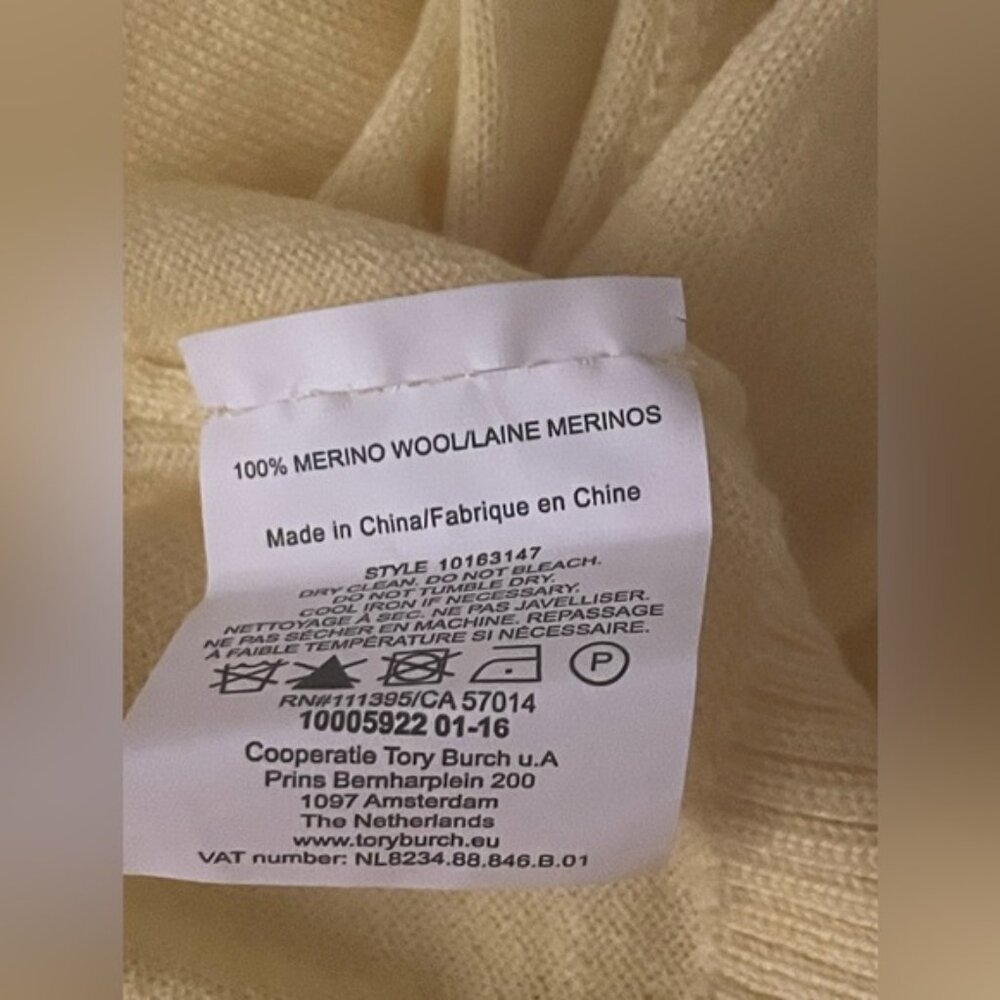 NEW NWOT TORY BURCH SIMONE LEMON CURD CLASSIC GOLD SIGNATURE BUTTON CARDIGAN XL - Picture 10 of 11